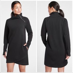 Athleta Cozy Karma Asym Sweatshirt Dress // Black #383427